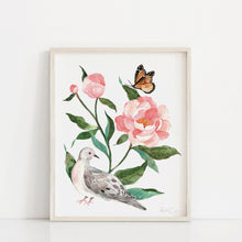 Load image into Gallery viewer, Mourning Dove and Monarch Art Print