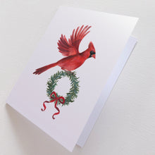 Load image into Gallery viewer, Cardinal &amp; Wreath Card
