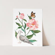 Load image into Gallery viewer, Mourning Dove and Monarch Art Print
